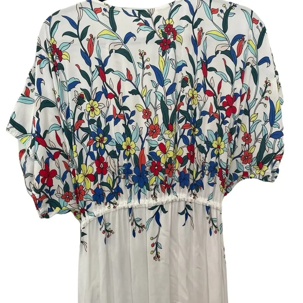 CUPSHE Floral Cotton Maxi Cover‑Up Front Tie V‑Neck Empire Waist One Size - Picture 5 of 7